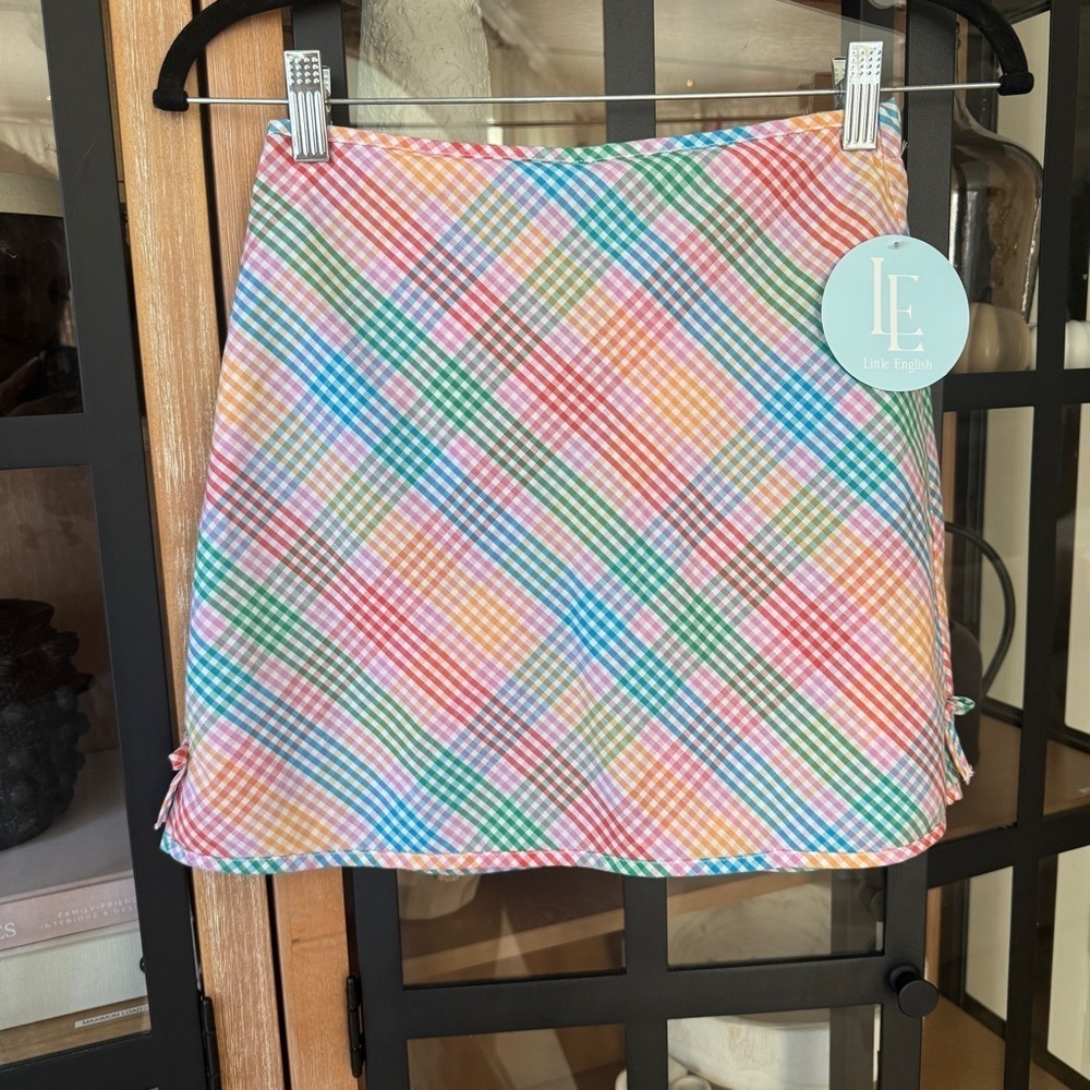 NEW Little English girls colleen skort skirt preppy plaid bows colorful pastel